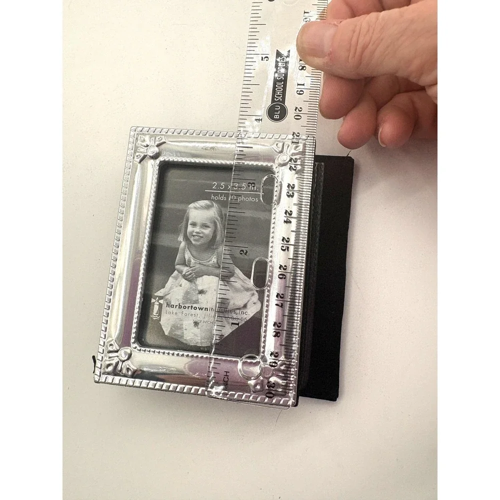 Harbortown Photo Album Mini Book 2.5x3.5 Silver Ornate Beaded Frame Holds 40